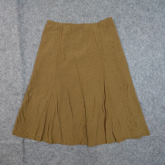 J. Jill Dresses & Skirts - J. Jill Skirt Womens Medium Midi Eyelet A-Line Flare Lined Gold